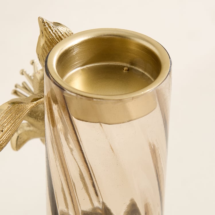 Amara Ava Glass and Metal Pedestal T-Light Holder