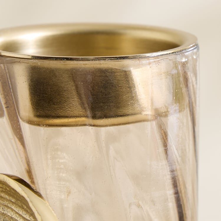 Amara Ava Glass and Metal Pedestal T-Light Holder