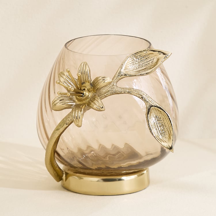 Amara Ava Glass and Aluminium Spiral Votive Candle Holder