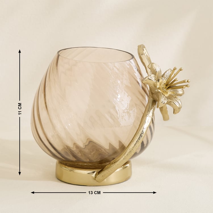 Amara Ava Glass and Aluminium Spiral Votive Candle Holder