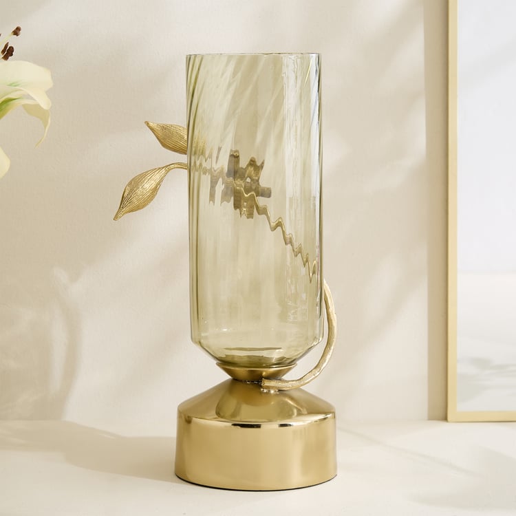 Amara Ava Glass and Aluminium Spiral Vase