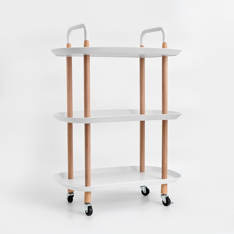 Tranzit Wood 3-Tier Kitchen Trolley