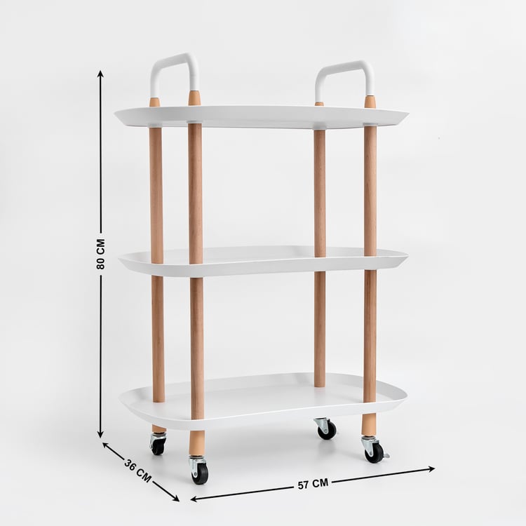 Tranzit Wood 3-Tier Kitchen Trolley