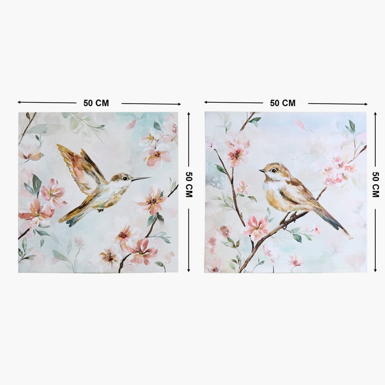 Brezza Set of 2 Canvas Birds Picture Frames - 50x50cm