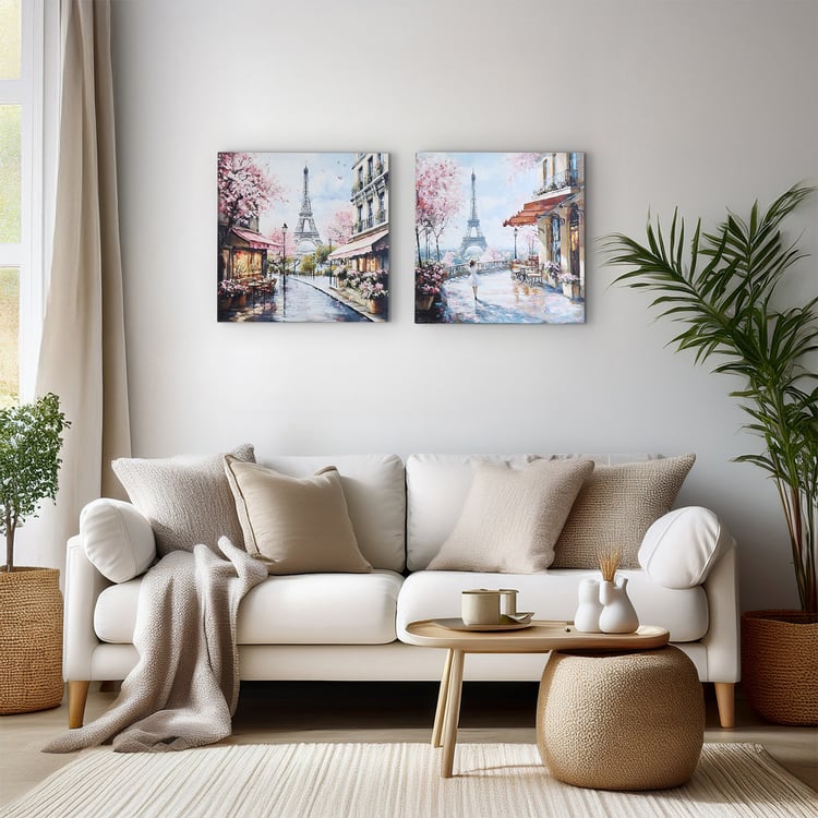 Brezza Set of 2 Canvas Paris Picture Frames - 50x50cm