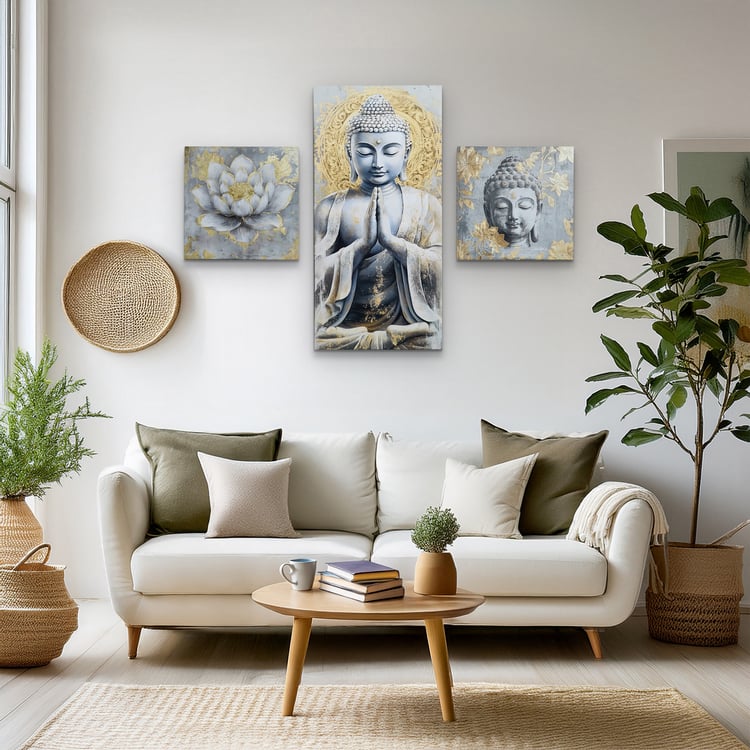 Brezza Set of 3 Canvas Buddha Picture Frames