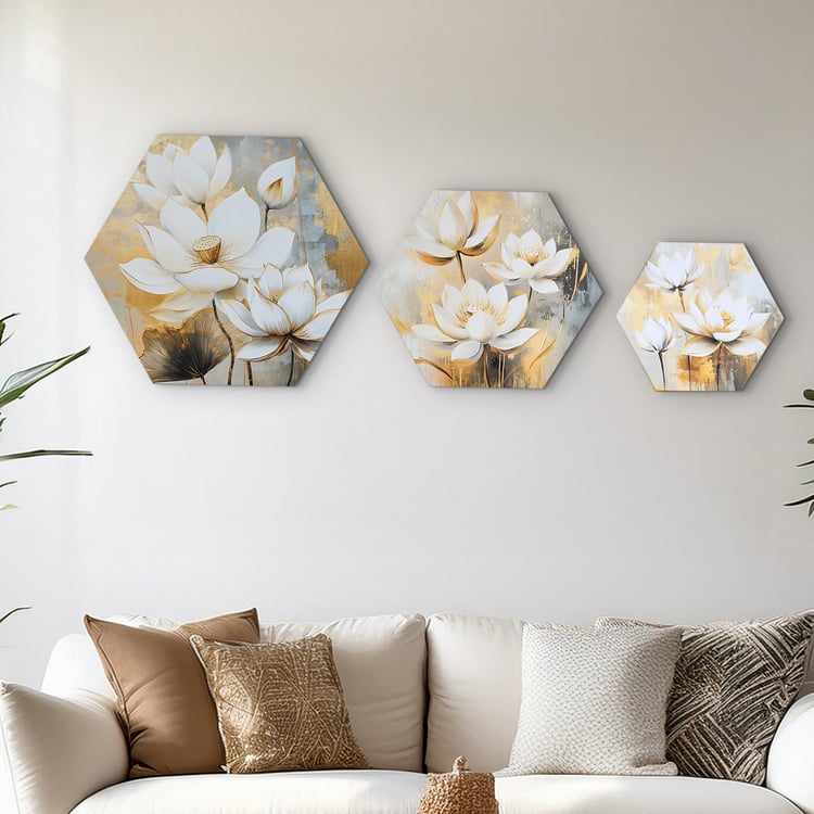 Brezza Set of 3 Canvas Lotus Picture Frames