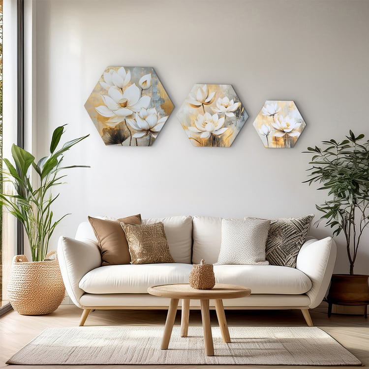 Brezza Set of 3 Canvas Lotus Picture Frames
