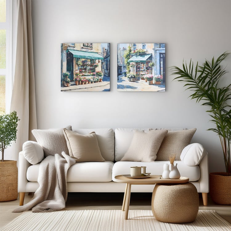 Brezza Set of 2 Canvas Flower Shop Picture Frames - 50x50cm