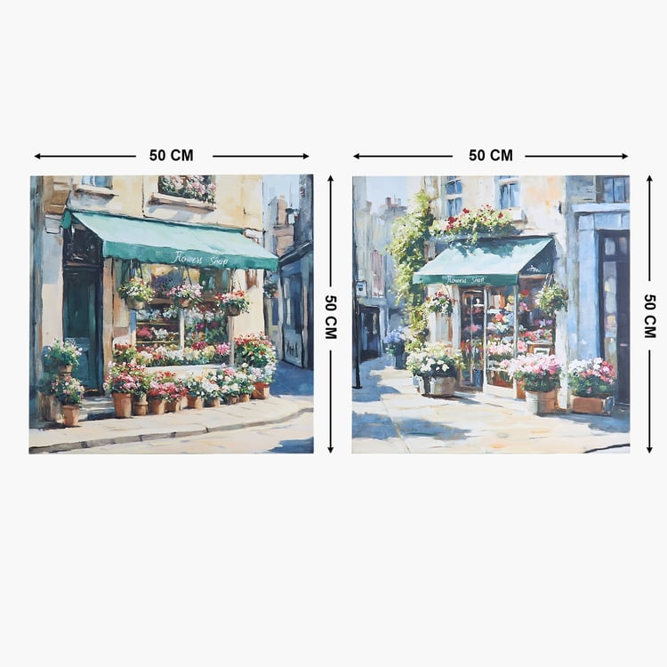 Brezza Set of 2 Canvas Flower Shop Picture Frames - 50x50cm