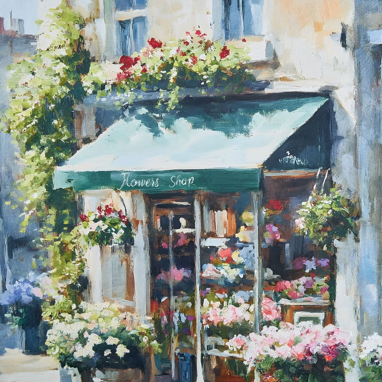 Brezza Set of 2 Canvas Flower Shop Picture Frames - 50x50cm