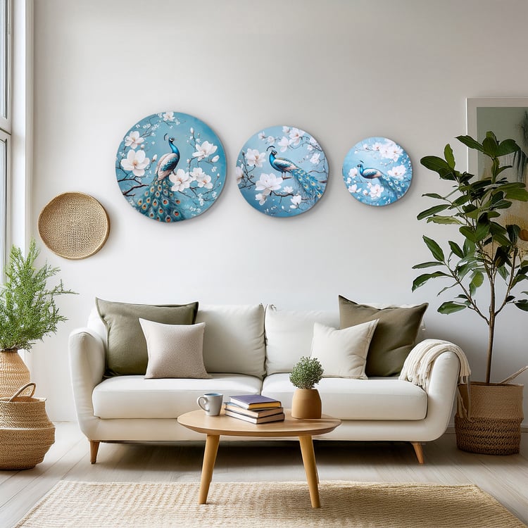 Brezza Set of 3 Canvas Peacock Picture Frames