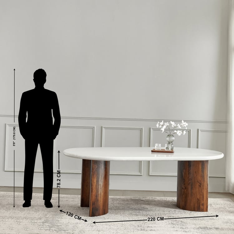 Pristyn NXT Composite Marble Top 6-Seater Dining Table - Grey