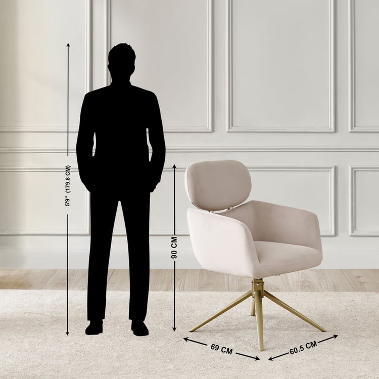 Homeshores Set of 2 Fabric Swivel Dining Chairs - Beige