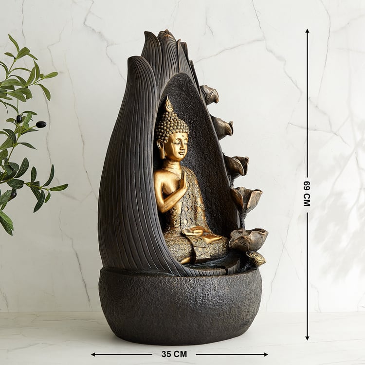 Alpine Modern Polyresin Buddha Water Fountain - 35x69cm