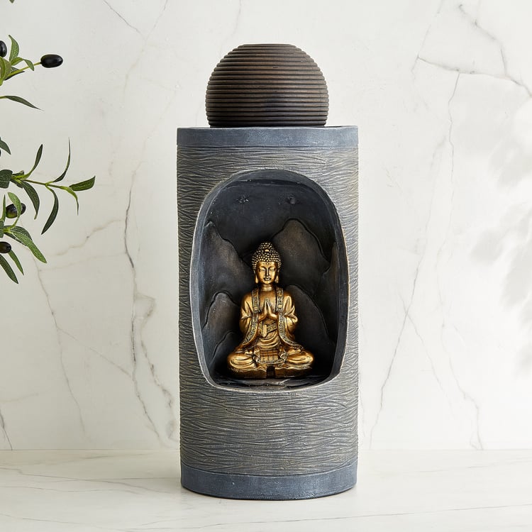 Alpine Modern Polyresin Buddha in Cave Water Fountain - 19.5x49cm