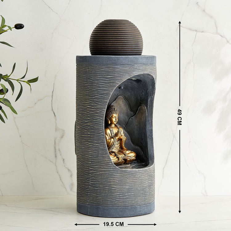 Alpine Modern Polyresin Buddha in Cave Water Fountain - 19.5x49cm