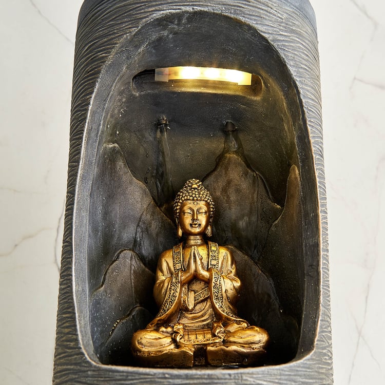 Alpine Modern Polyresin Buddha in Cave Water Fountain - 19.5x49cm