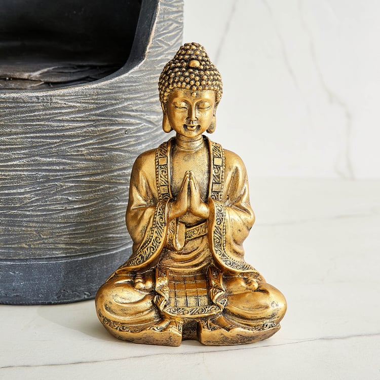 Alpine Modern Polyresin Buddha in Cave Water Fountain - 19.5x49cm
