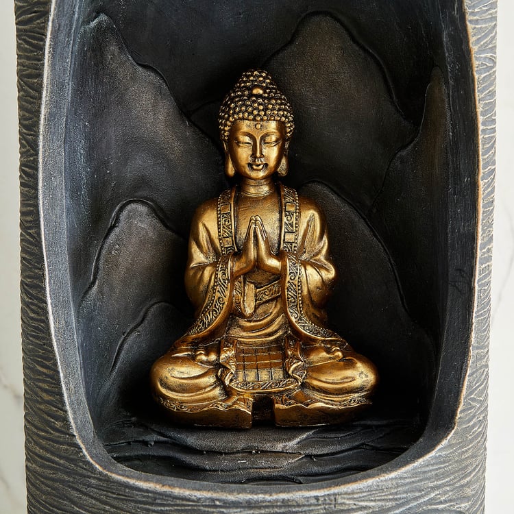 Alpine Modern Polyresin Buddha in Cave Water Fountain - 19.5x49cm