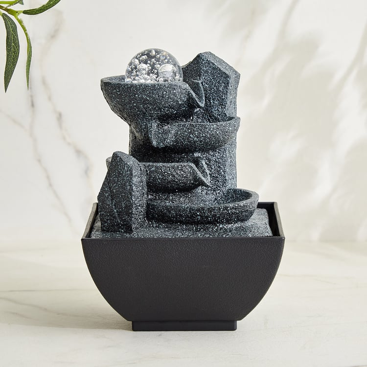Alpine Modern Polyresin Step with Rotating Ball Water Fountain - 13x13x19cm