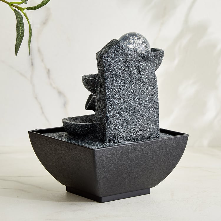 Alpine Modern Polyresin Step with Rotating Ball Water Fountain - 13x13x19cm