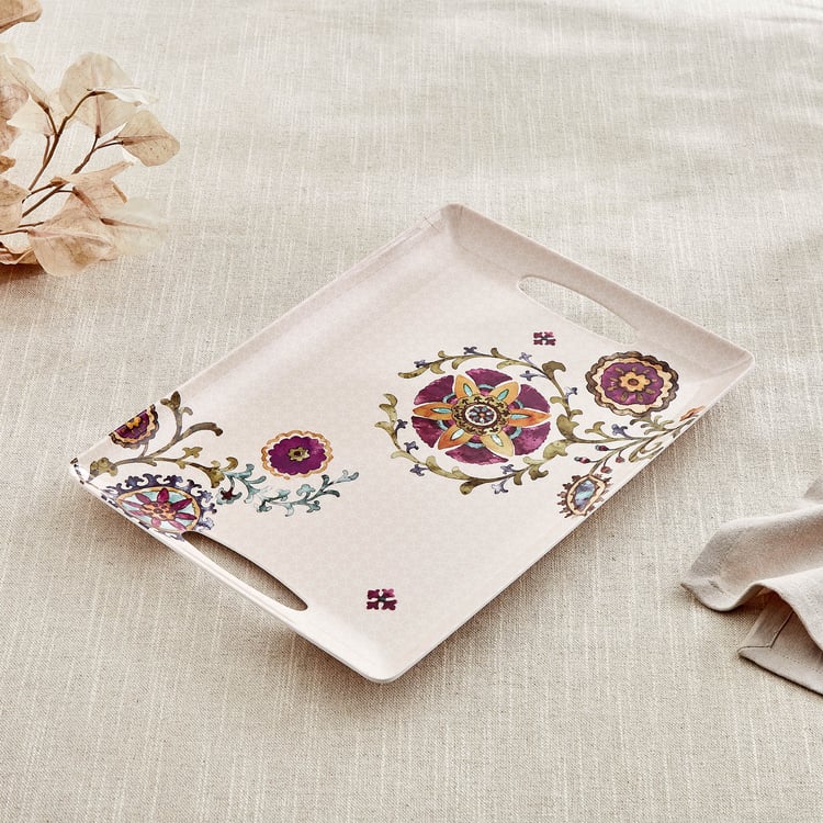 Nesto Pormela Melamine Floral Print Serving Tray - 36x25.5cm