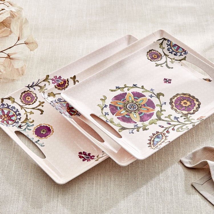 Nesto Pormela Melamine Floral Print Serving Tray - 36x25.5cm