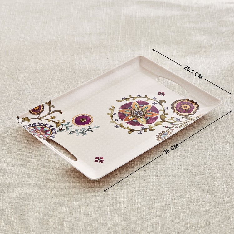 Nesto Pormela Melamine Floral Print Serving Tray - 36x25.5cm