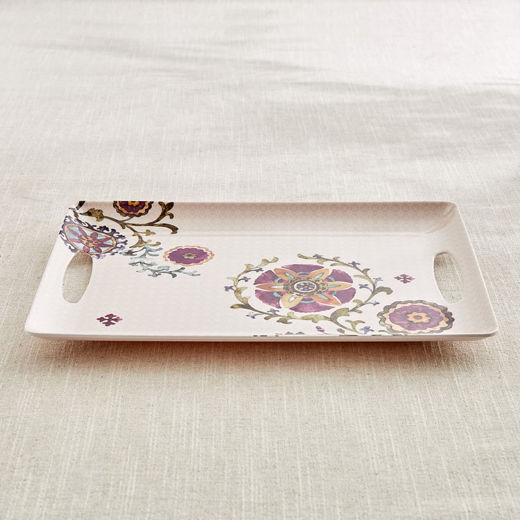 Nesto Pormela Melamine Floral Print Serving Tray - 36x25.5cm