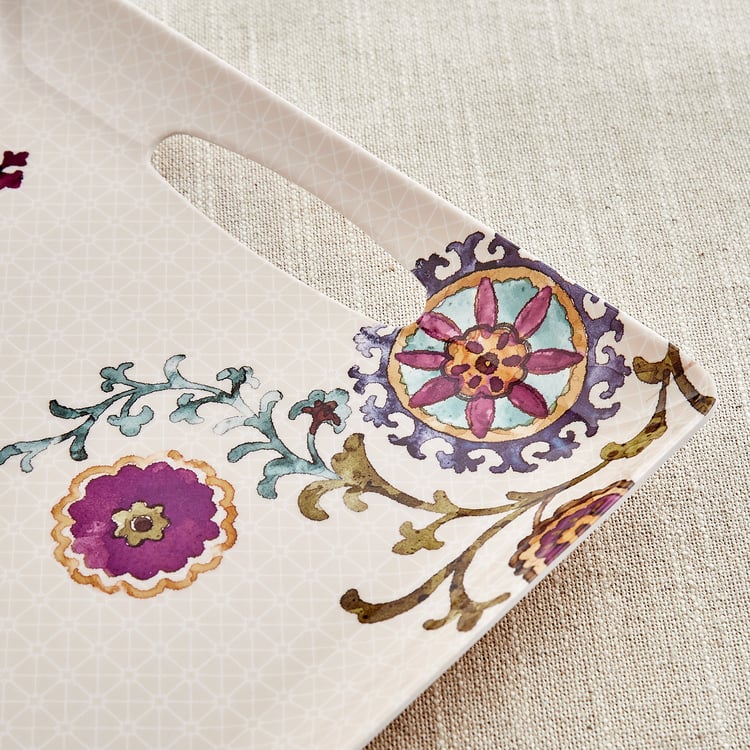 Nesto Pormela Melamine Floral Print Serving Tray - 36x25.5cm