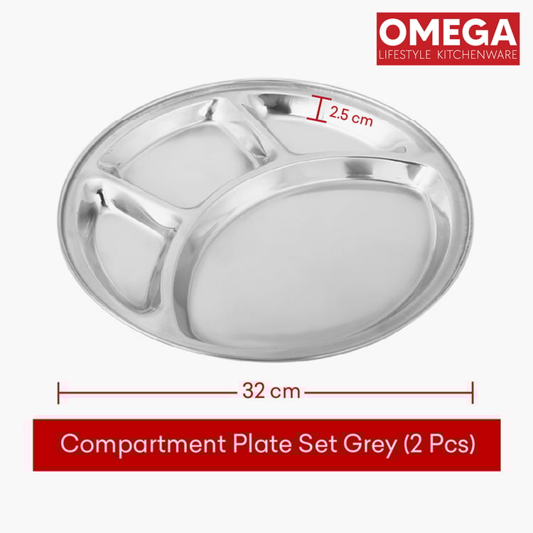 OMEGA Set of 2 Stainless Steel Partition Plate - 32cm