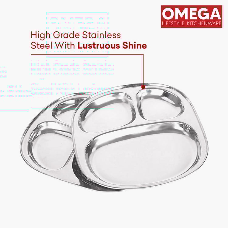 OMEGA Set of 2 Stainless Steel Partition Plate - 24x24cm