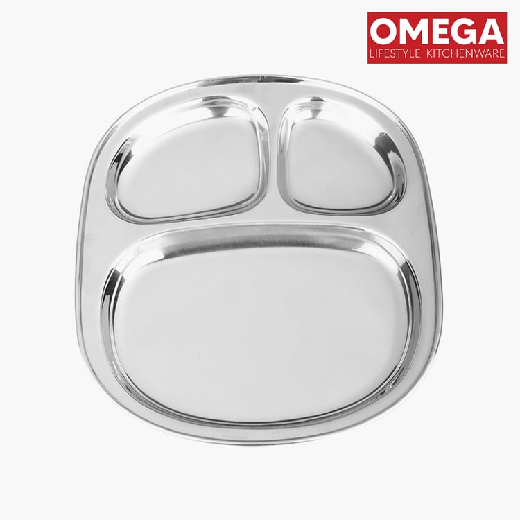 OMEGA Set of 2 Stainless Steel Partition Plate - 24x24cm