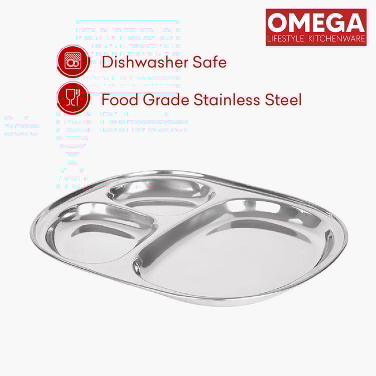 OMEGA Set of 2 Stainless Steel Partition Plate - 24x28cm
