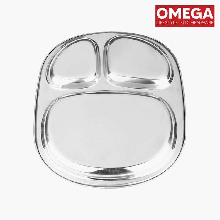 OMEGA Set of 2 Stainless Steel Partition Plate - 24x28cm