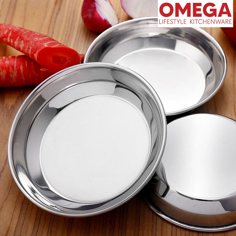 OMEGA Set of 4 Stainless Steel Dessert Plate