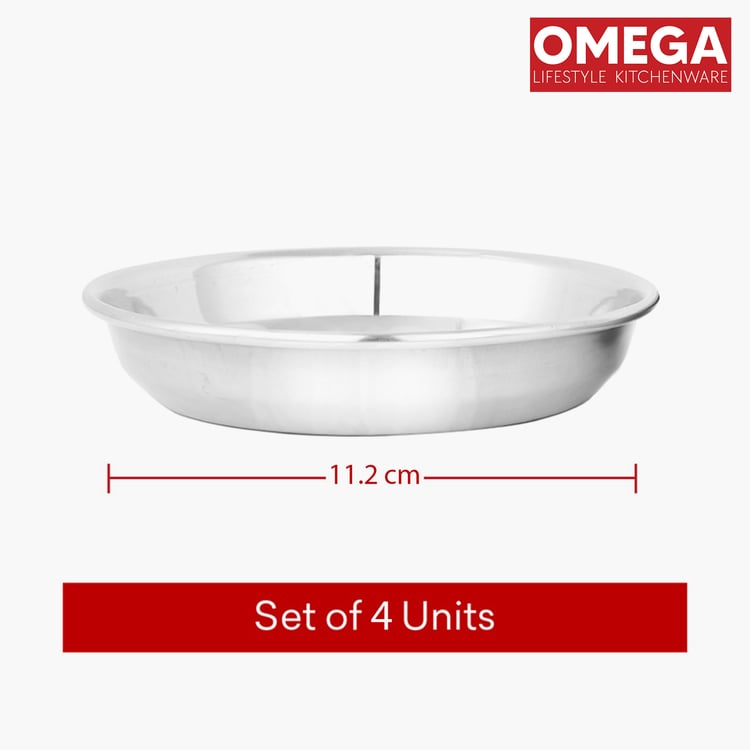 OMEGA Set of 4 Stainless Steel Dessert Plate