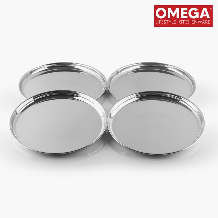 OMEGA Set of 4 Stainless Steel Dinner Plate - 17.5cm