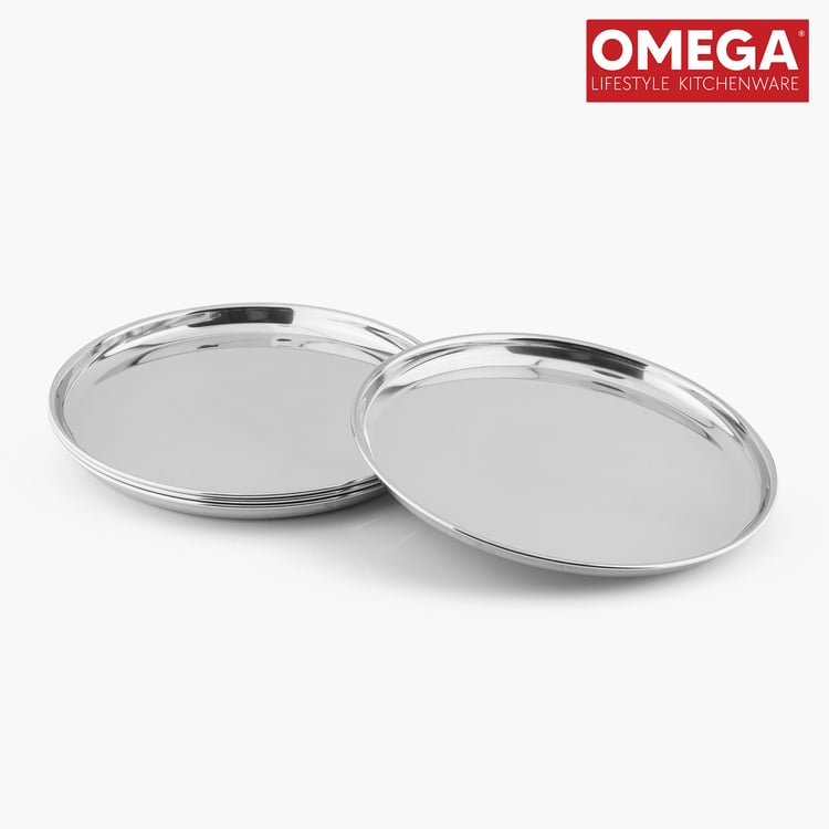 OMEGA Set of 4 Stainless Steel Dinner Plate - 17.5cm