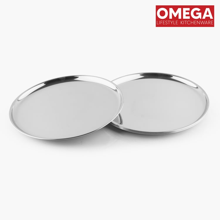 OMEGA Set of 4 Stainless Steel Dinner Plate - 18.7cm