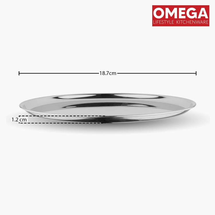 OMEGA Set of 4 Stainless Steel Dinner Plate - 18.7cm