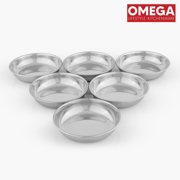 OMEGA Set of 6 Stainless Steel Dessert Plate