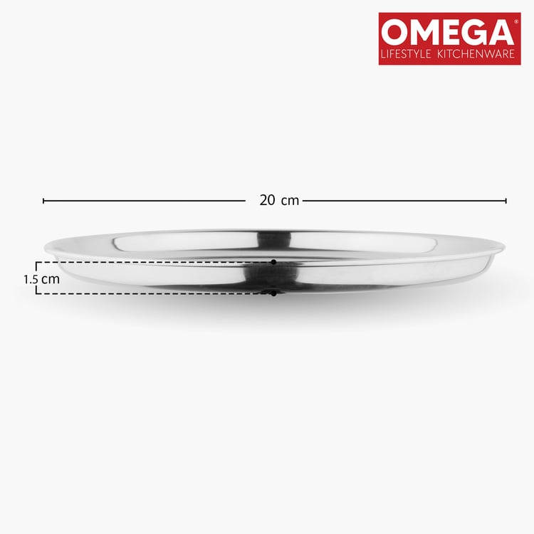 OMEGA Set of 6 Stainless Steel Dinner Plate - 20cm