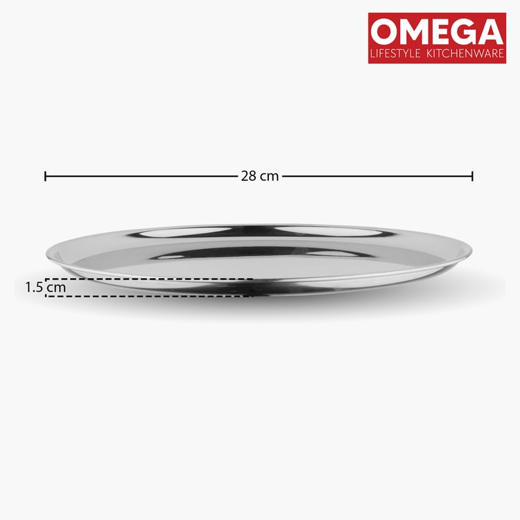 OMEGA Set of 6 Stainless Steel Dinner Plate - 28cm