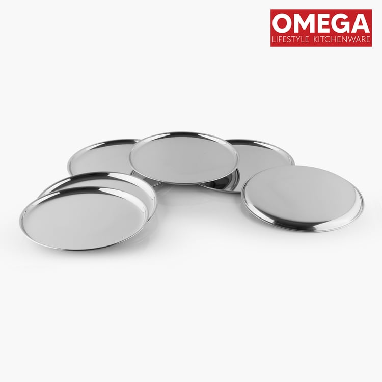 OMEGA Set of 6 Stainless Steel Dinner Plate - 21cm