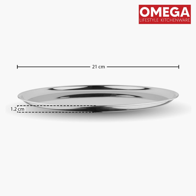 OMEGA Set of 6 Stainless Steel Dinner Plate - 21cm