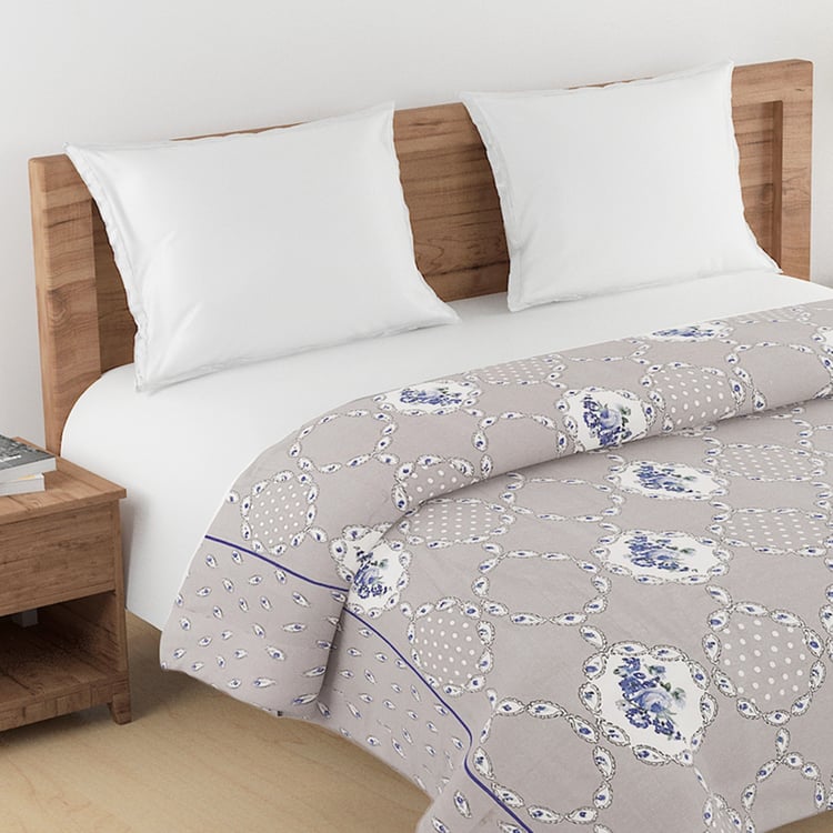 SWAYAM Sparkle Cotton Floral Print Double Comforter