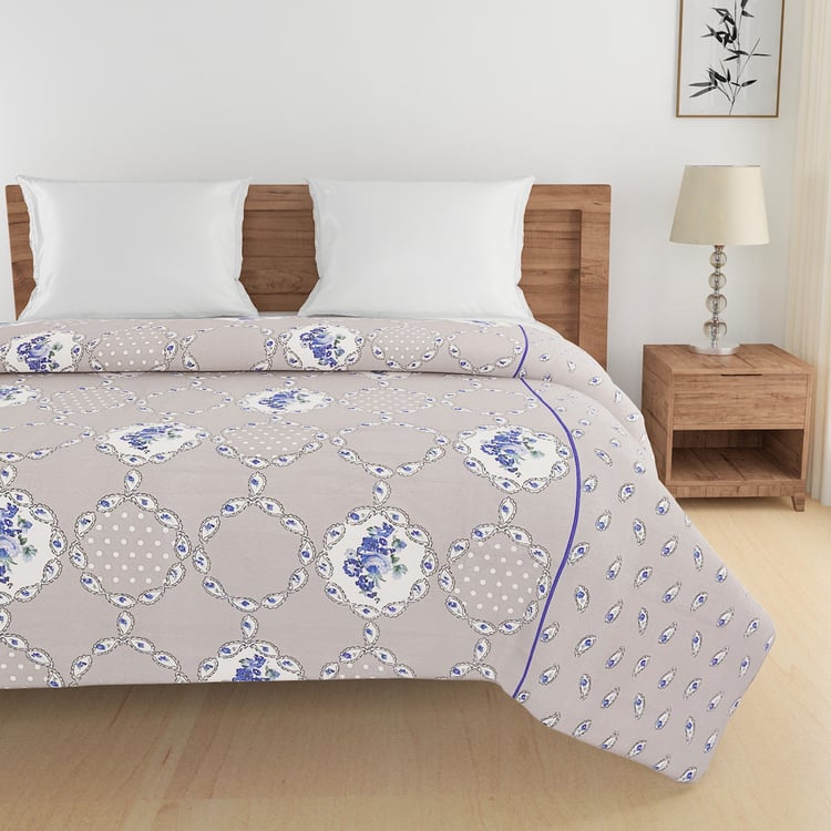 SWAYAM Sparkle Cotton Floral Print Double Comforter