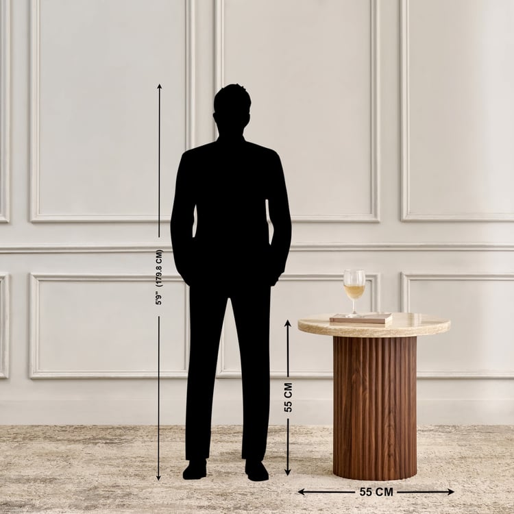 Sundried Sanctuary Faux Marble Top End Table - Walnut